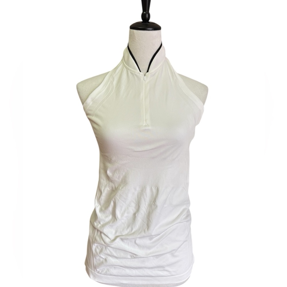 Athleta White Sleeveless Half Zip Mock Neck Athletic Tank Size S